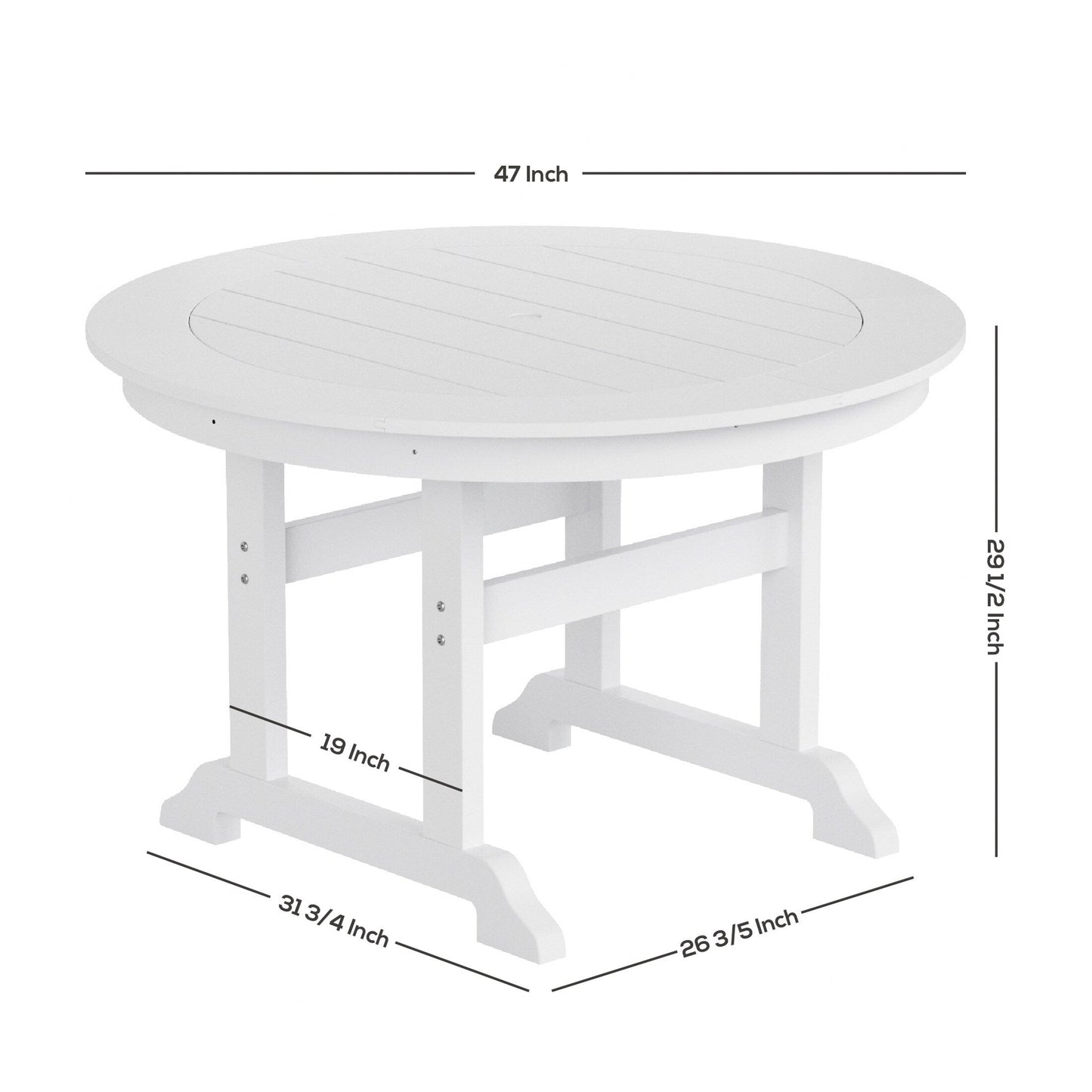 Ensemble de repas de jardin Polytrends Laguna en HDPE, résistant aux intempéries, avec table ronde et chaises (ensemble de 5 pièces)