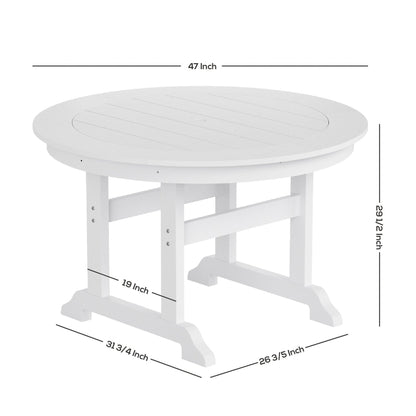 Ensemble de repas de jardin Polytrends Laguna en HDPE, résistant aux intempéries, avec table ronde et chaises (ensemble de 5 pièces)