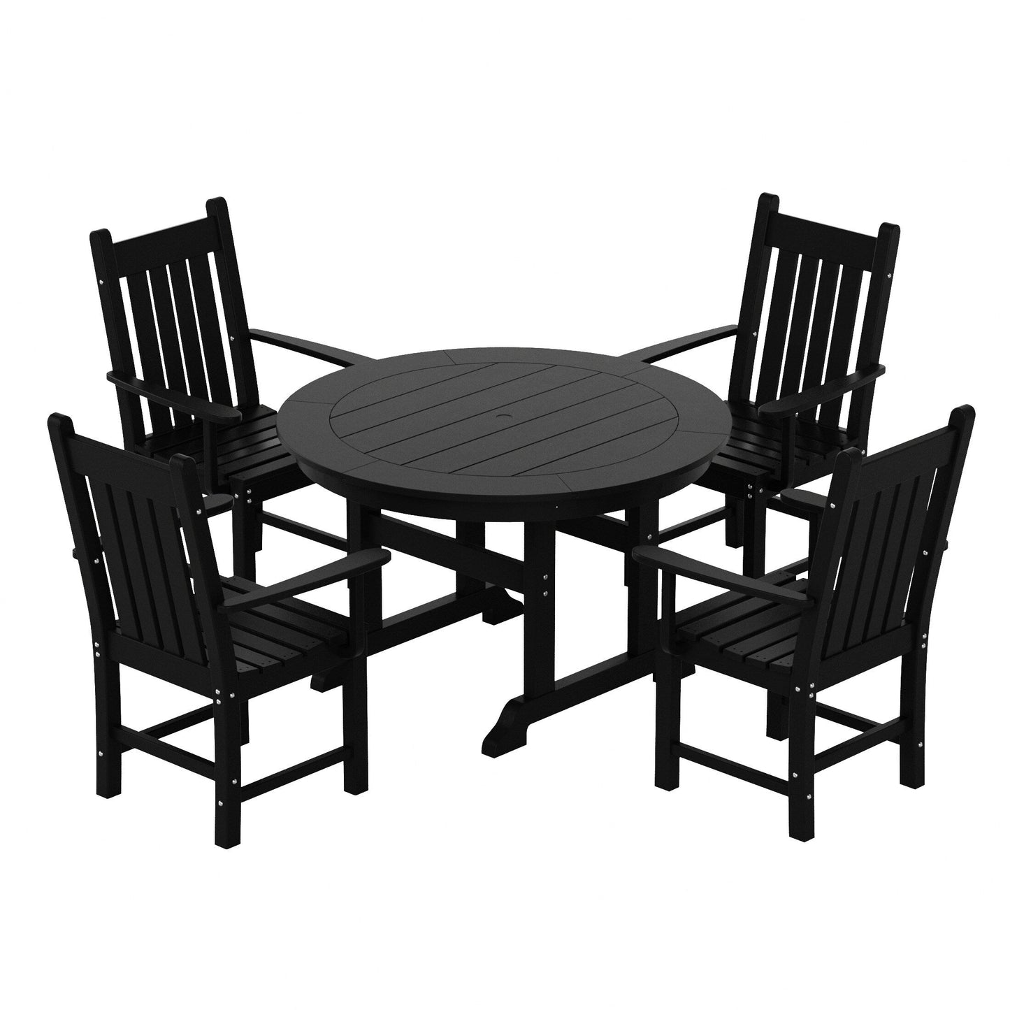 Ensemble de repas de jardin Polytrends Laguna en HDPE, résistant aux intempéries, avec table ronde et chaises (ensemble de 5 pièces)