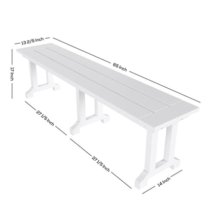 Banc de patio extérieur Polytrends Laguna en HDPE, résistant aux intempéries, 65 pouces
