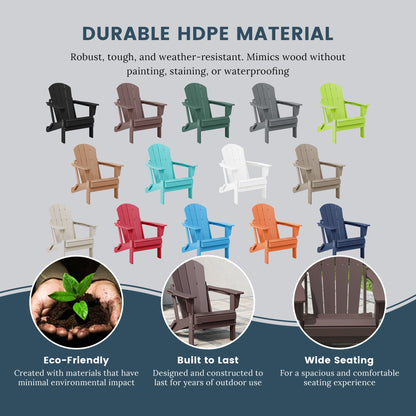 Chaise de jardin pliante Adirondack Polytrends Laguna, résistante à la décoloration et aux intempéries.