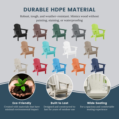 Chaise de jardin pliante Adirondack Polytrends Laguna, résistante à la décoloration et aux intempéries.