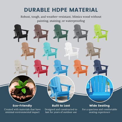 Chaise de jardin pliante Adirondack Polytrends Laguna, résistante à la décoloration et aux intempéries.