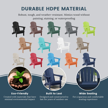 Chaise de jardin pliante Adirondack Polytrends Laguna, résistante à la décoloration et aux intempéries.