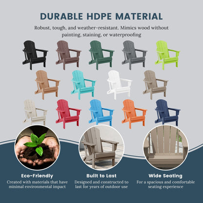 Chaise de jardin pliante Adirondack Polytrends Laguna, résistante à la décoloration et aux intempéries.