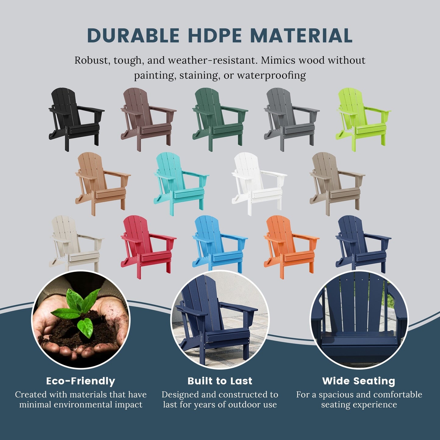 Polytrends Laguna Fauteuils Adirondack pliants d'extérieur résistants aux intempéries (lot de 2)