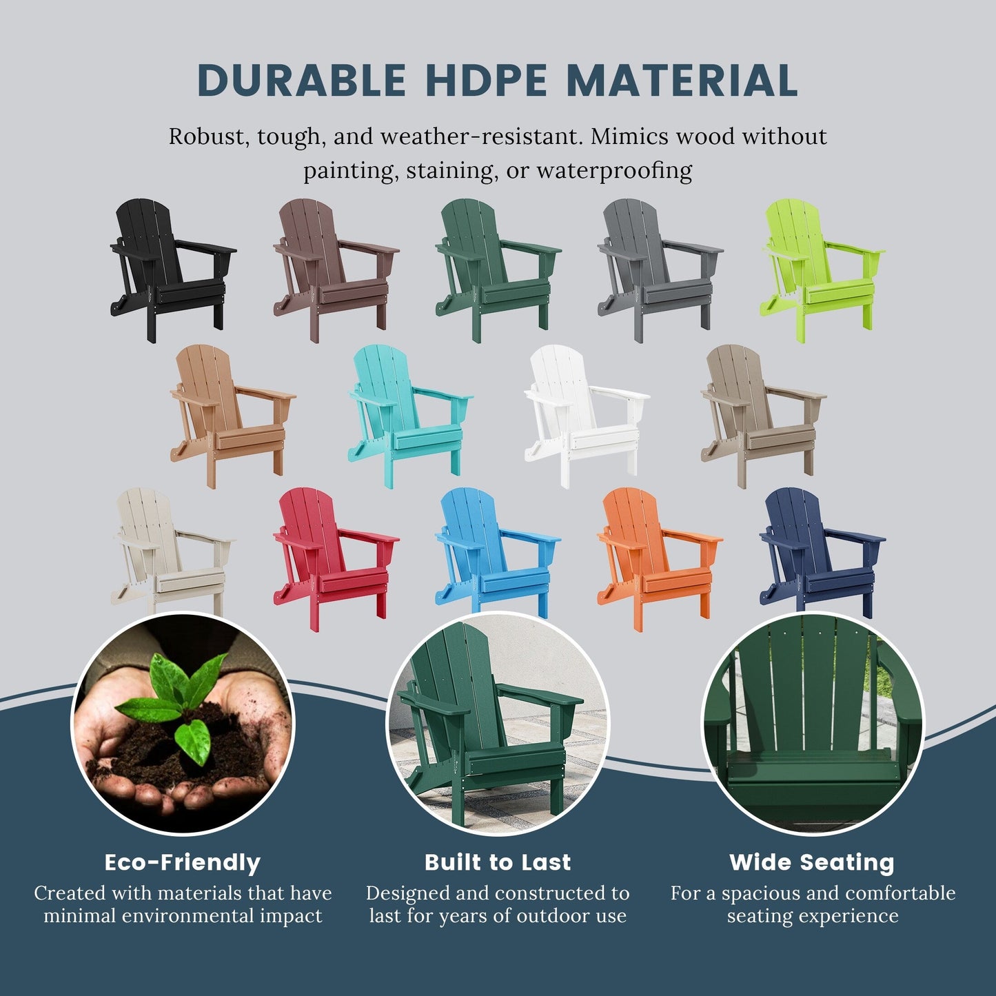 Polytrends Laguna Chaises de jardin pliantes Adirondack résistantes aux intempéries (lot de 4)