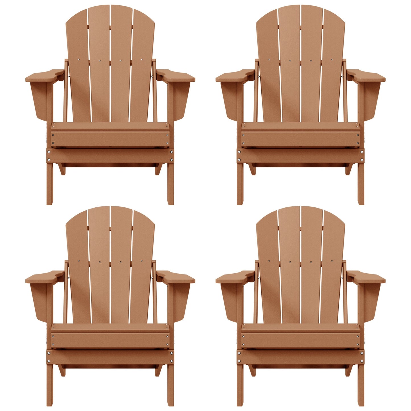 Polytrends Laguna Chaises de jardin pliantes Adirondack résistantes aux intempéries (lot de 4)
