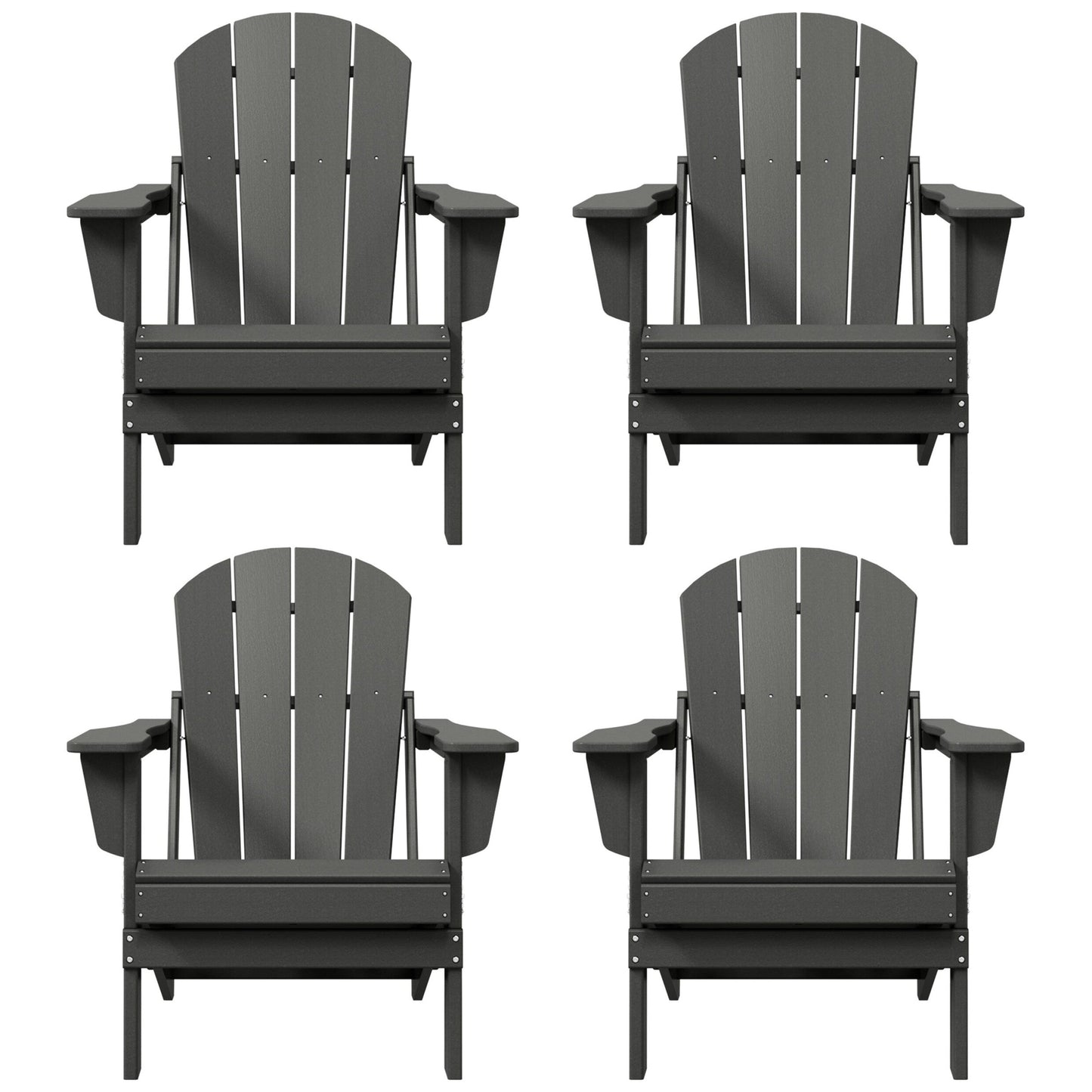 Polytrends Laguna Chaises de jardin pliantes Adirondack résistantes aux intempéries (lot de 4)