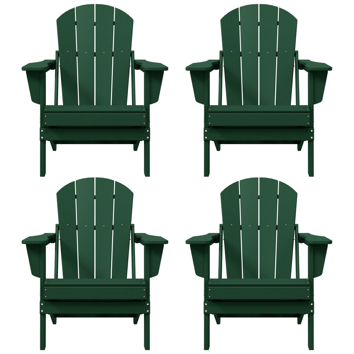 Polytrends Laguna Chaises de jardin pliantes Adirondack résistantes aux intempéries (lot de 4)