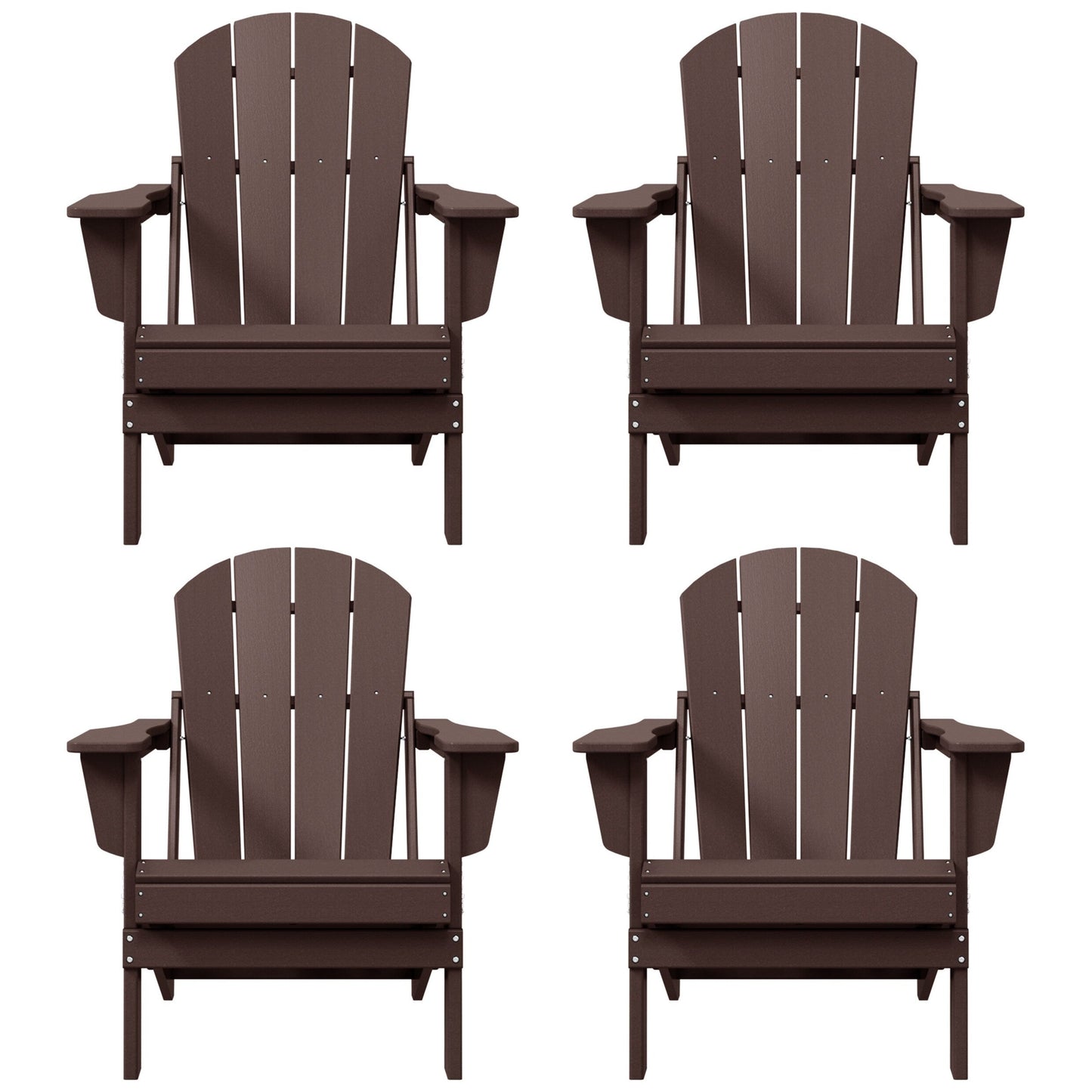 Polytrends Laguna Chaises de jardin pliantes Adirondack résistantes aux intempéries (lot de 4)