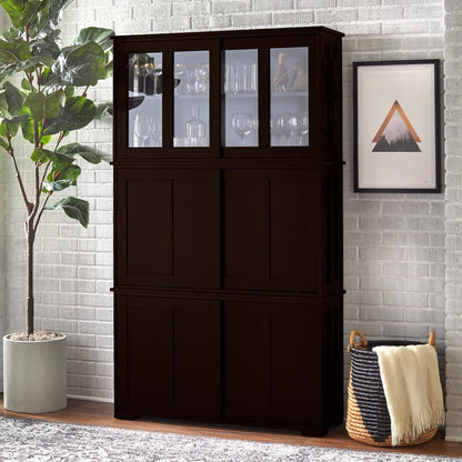 Buffet à vaisselle empilable avec portes coulissantes en verre Jefferson de Porch &amp; Den