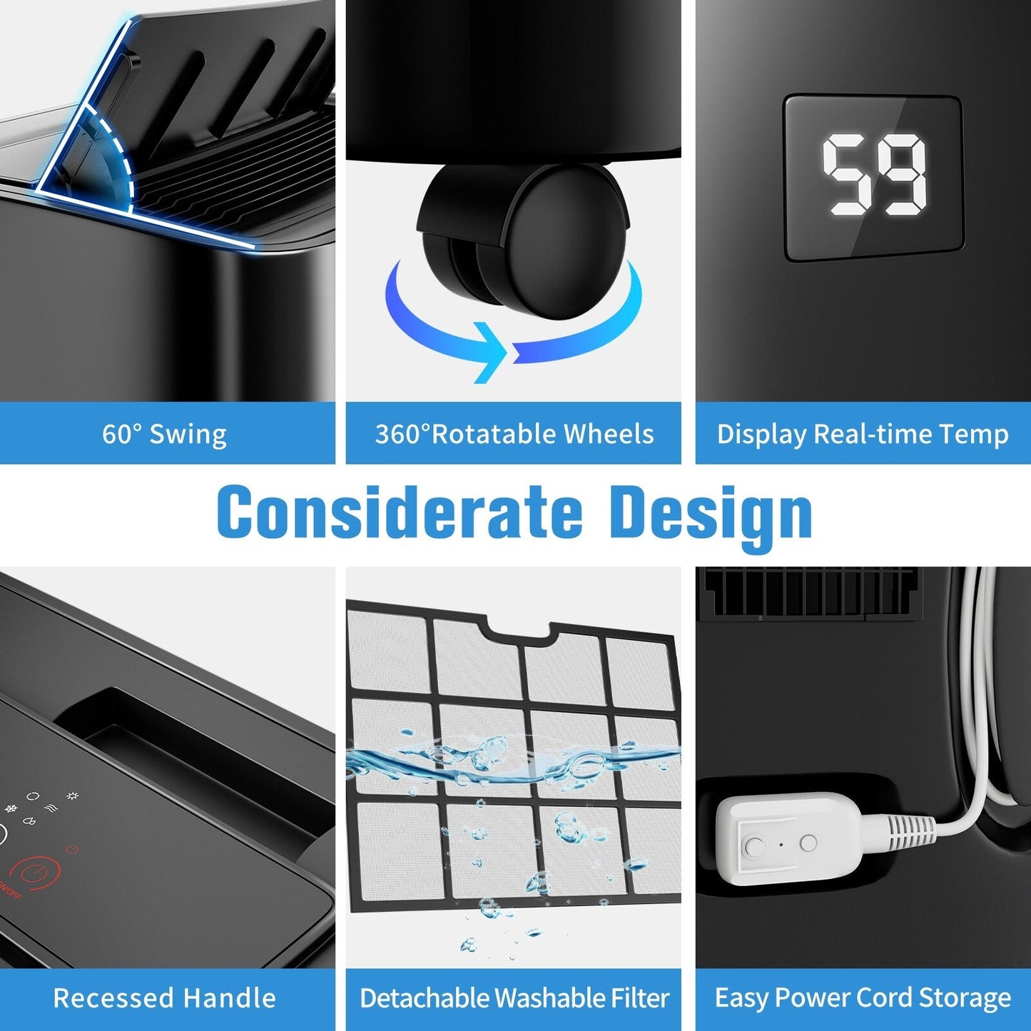 Climatiseur portable avec chauffage – 12000 BTU de refroidissement et 10000 BTU de chauffage pour les pièces jusqu'à 700 pieds carrés.