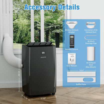 Climatiseur portable avec chauffage – 12000 BTU de refroidissement et 10000 BTU de chauffage pour les pièces jusqu'à 700 pieds carrés.