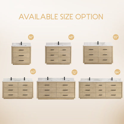 Meuble-lavabo Porto avec plan de travail en pierre de quartz blanche, sans miroir.