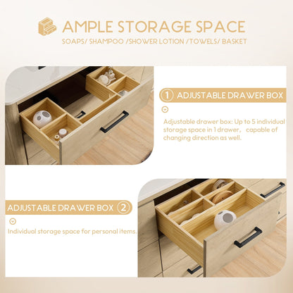 Meuble-lavabo Porto avec plan de travail en pierre de quartz blanche, sans miroir.