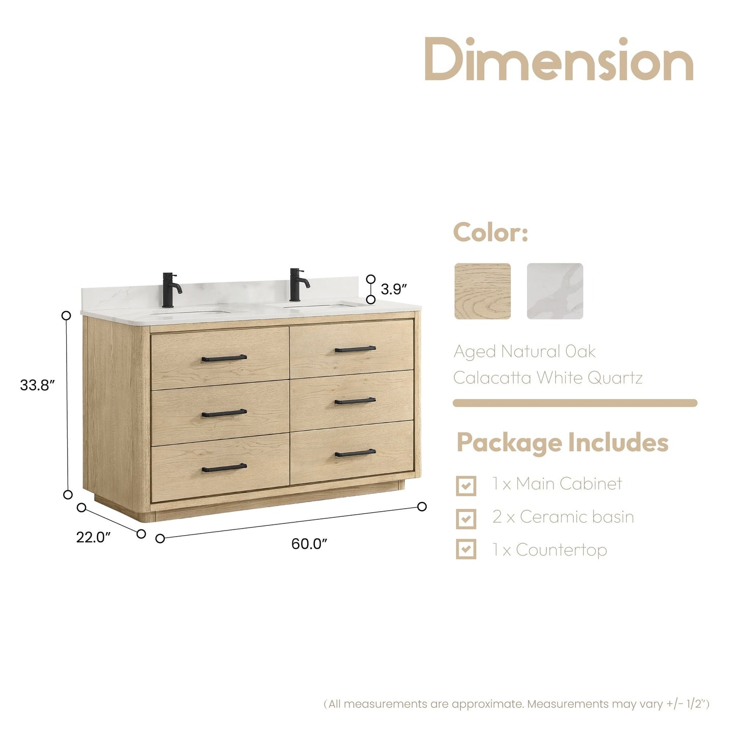 Meuble-lavabo Porto avec plan de travail en pierre de quartz blanche, sans miroir.