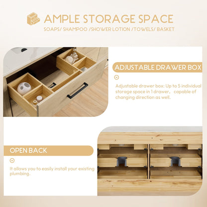 Meuble-lavabo Porto avec plan de travail en pierre de quartz blanche, sans miroir.