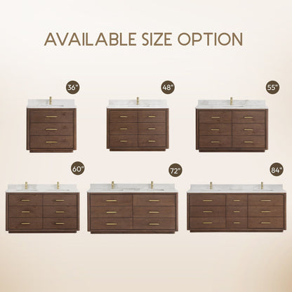 Meuble-lavabo Porto avec plan de travail en pierre de quartz blanche, sans miroir.