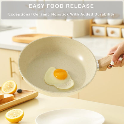 Ensemble de casseroles et poêles antiadhésives, ensemble de cuisine en céramique antiadhésif avec poêle à frire, casserole, poêle à sauté et cocotte.