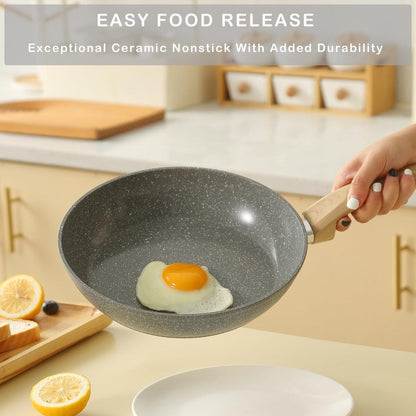 Ensemble de casseroles et poêles antiadhésives, ensemble de cuisine en céramique antiadhésif avec poêle à frire, casserole, poêle à sauté et cocotte.