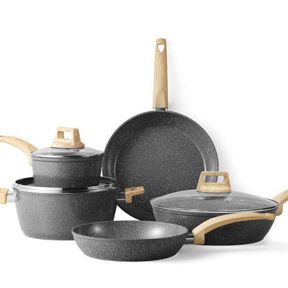 Ensemble de casseroles et poêles antiadhésives, ensemble de cuisine en céramique antiadhésif avec poêle à frire, casserole, poêle à sauté et cocotte.