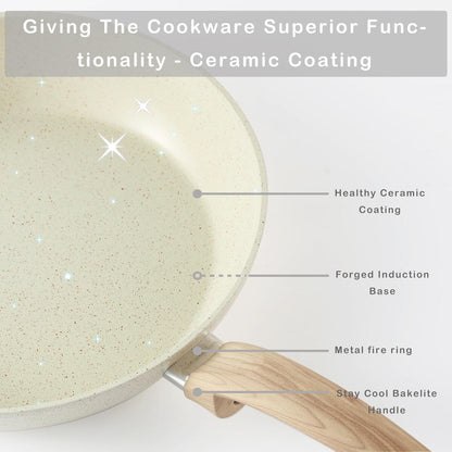 Ensemble de casseroles et poêles antiadhésives, ensemble de cuisine en céramique antiadhésif avec poêle à frire, casserole, poêle à sauté et cocotte.