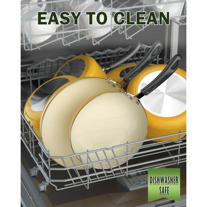 Ensemble de casseroles et poêles antiadhésives, ensemble de cuisine en céramique 10 pièces, ensemble de cuisson antiadhésif avec casseroles.