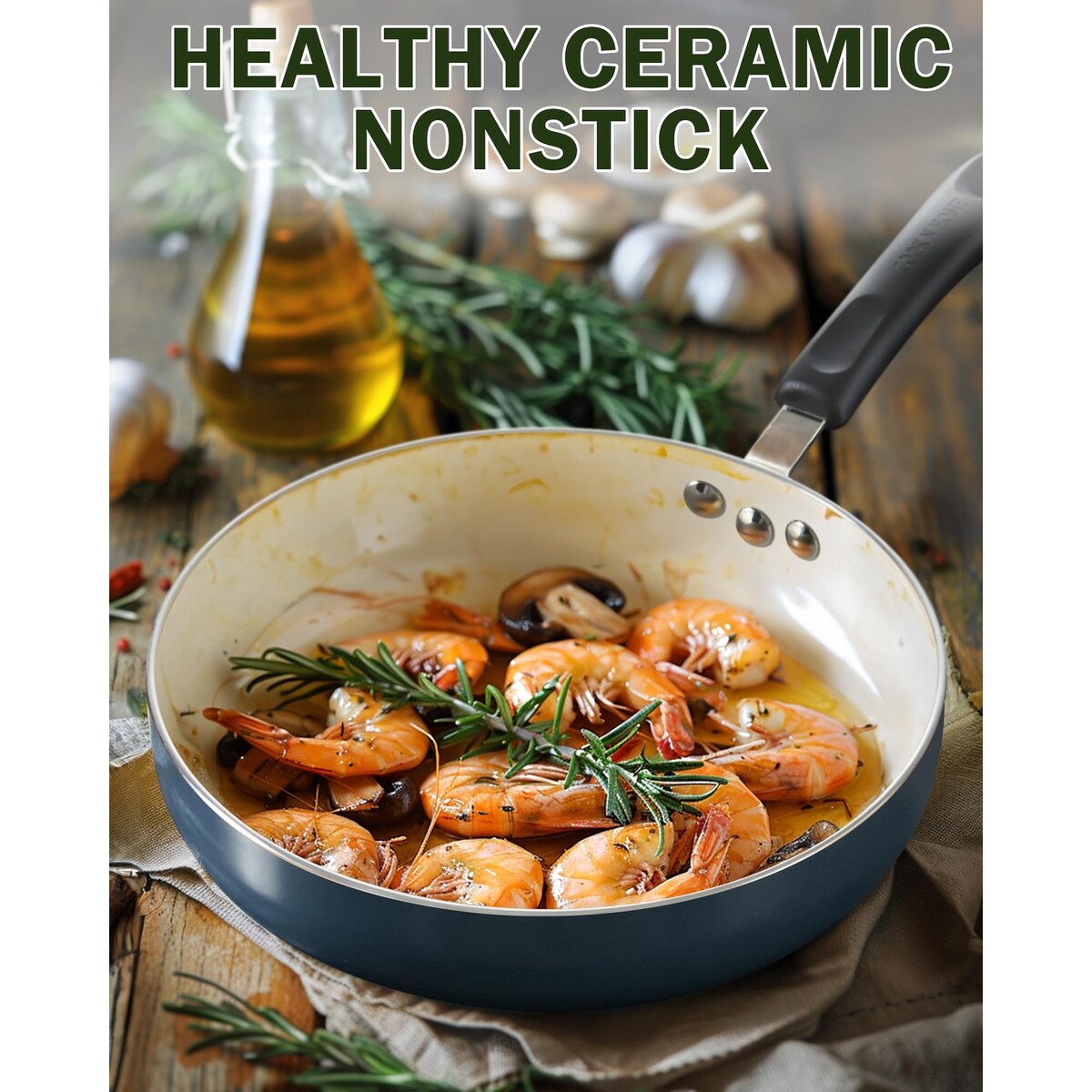 Ensemble de casseroles et poêles antiadhésives, ensemble de cuisine en céramique 10 pièces, ensemble de cuisson antiadhésif avec casseroles.