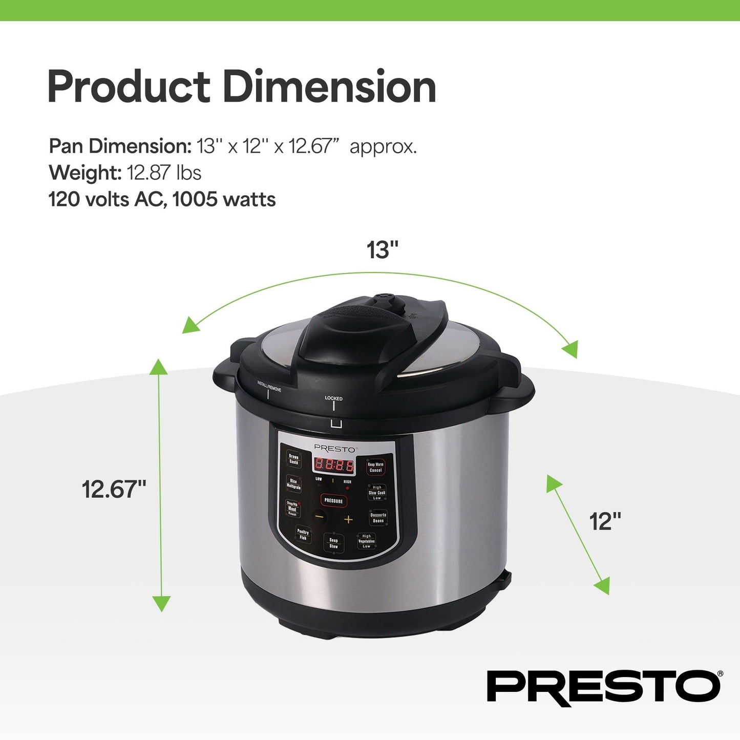 Casserole à pression électrique programmable Presto 02141 de 6 quarts, plus mijoteuse, argent