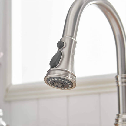 Robinet de cuisine à tirer, simple commande, moderne, à trou unique, avec lanceur d'eau rétractable, pour lavabo de cuisine, avec plaque de montage.