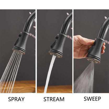 Robinet de cuisine à tirer, simple commande, moderne, à trou unique, avec lanceur d'eau rétractable, pour lavabo de cuisine, avec plaque de montage.