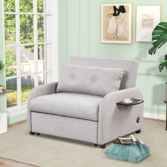 Canapé-lit escamotable 3 en 1 avec 2 tables d'appoint