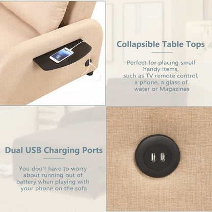 Canapé-lit escamotable 3 en 1 avec 2 tables d'appoint