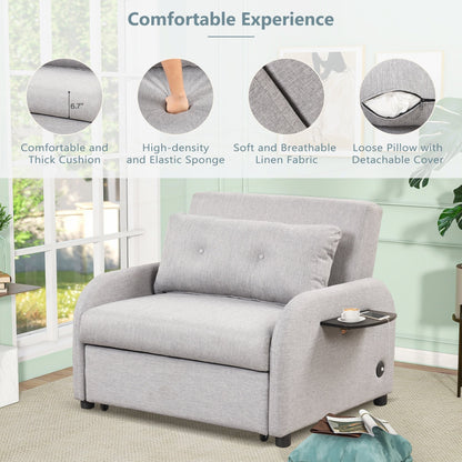 Canapé-lit escamotable 3 en 1 avec 2 tables d'appoint