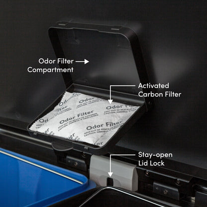 Qualiazero Poubelle de recyclage rectangulaire à pédale de 16 gallons (8 gallons pour la partie double) - Acier inoxydable