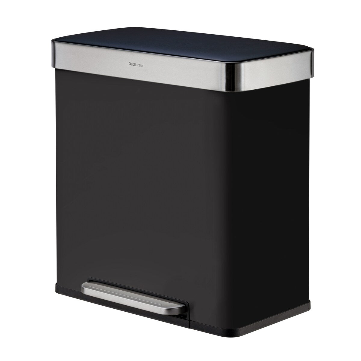 Qualiazero Poubelle de recyclage rectangulaire à pédale de 16 gallons (8 gallons pour la partie double) - Acier inoxydable