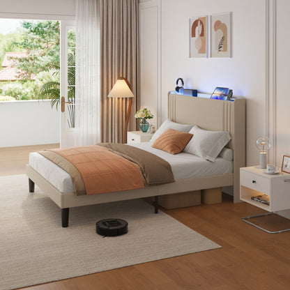 Lit capitonné avec chevet à oreilles et capitonnage vertical, taille Queen/Double