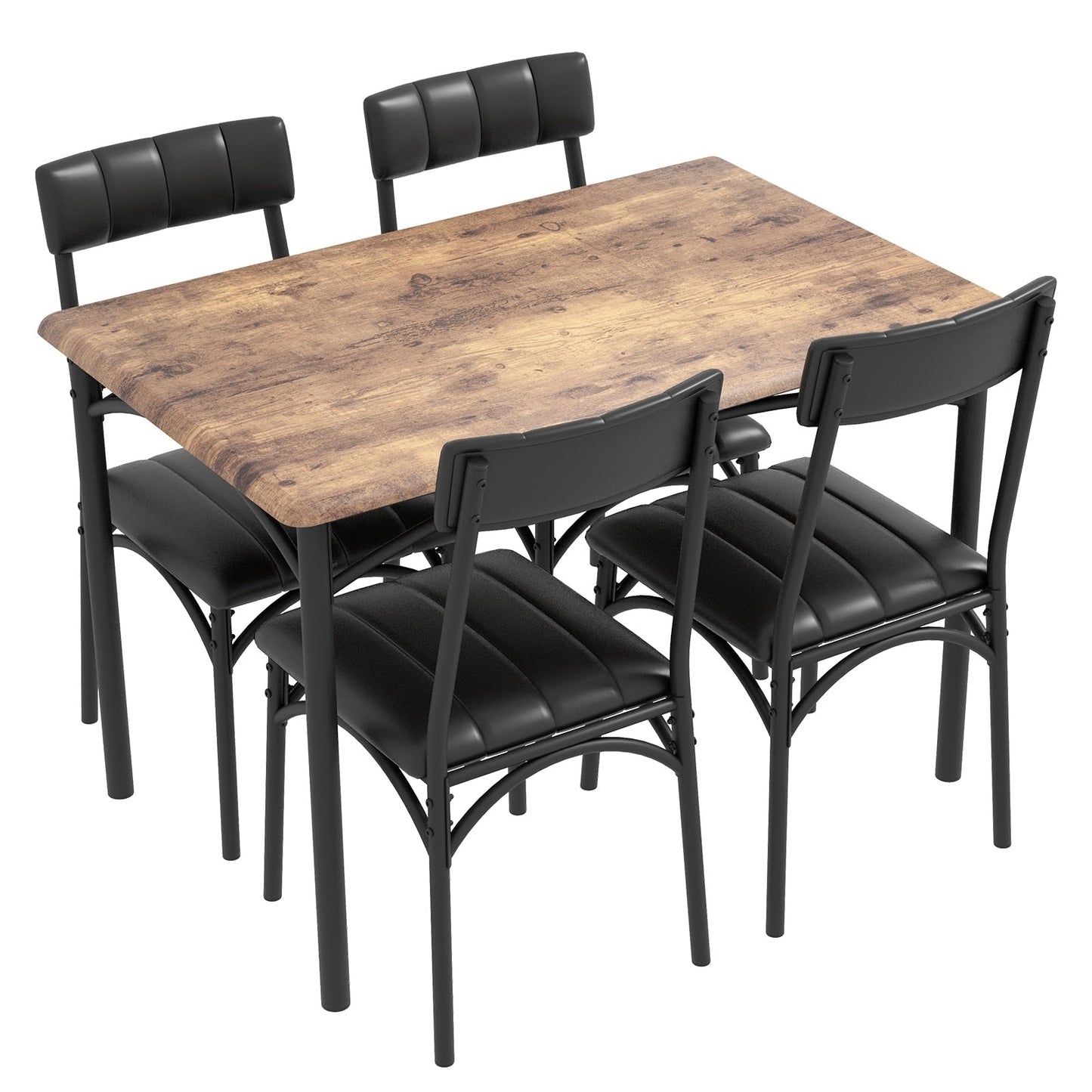 Ensemble de table à manger rectangulaire pour 4 personnes avec chaises rembourrées
