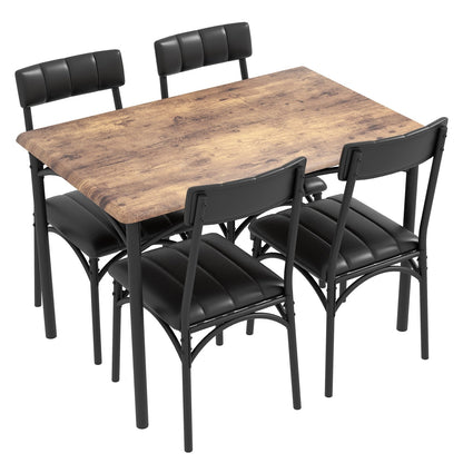 Ensemble de table à manger rectangulaire pour 4 personnes avec chaises rembourrées