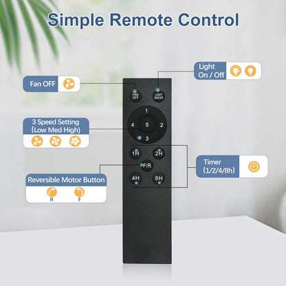 Ventilateur de plafond à télécommande avec éclairage, à encastrer