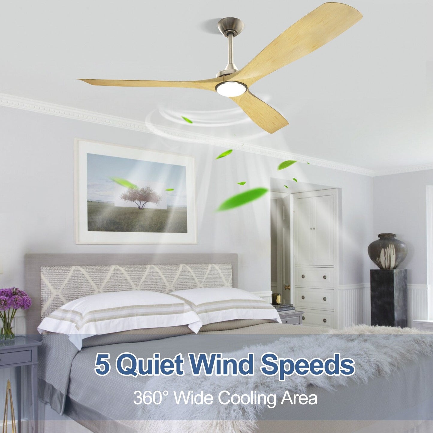 Ventilateur de plafond à télécommande avec éclairage, à encastrer