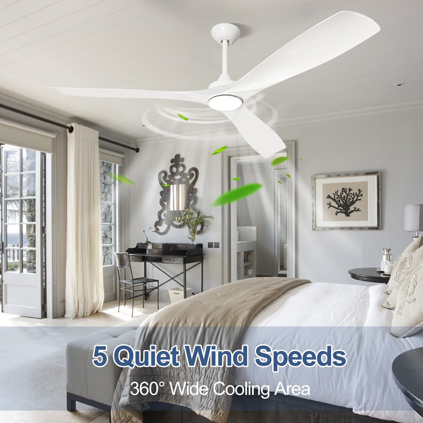 Ventilateur de plafond à télécommande avec éclairage, à encastrer