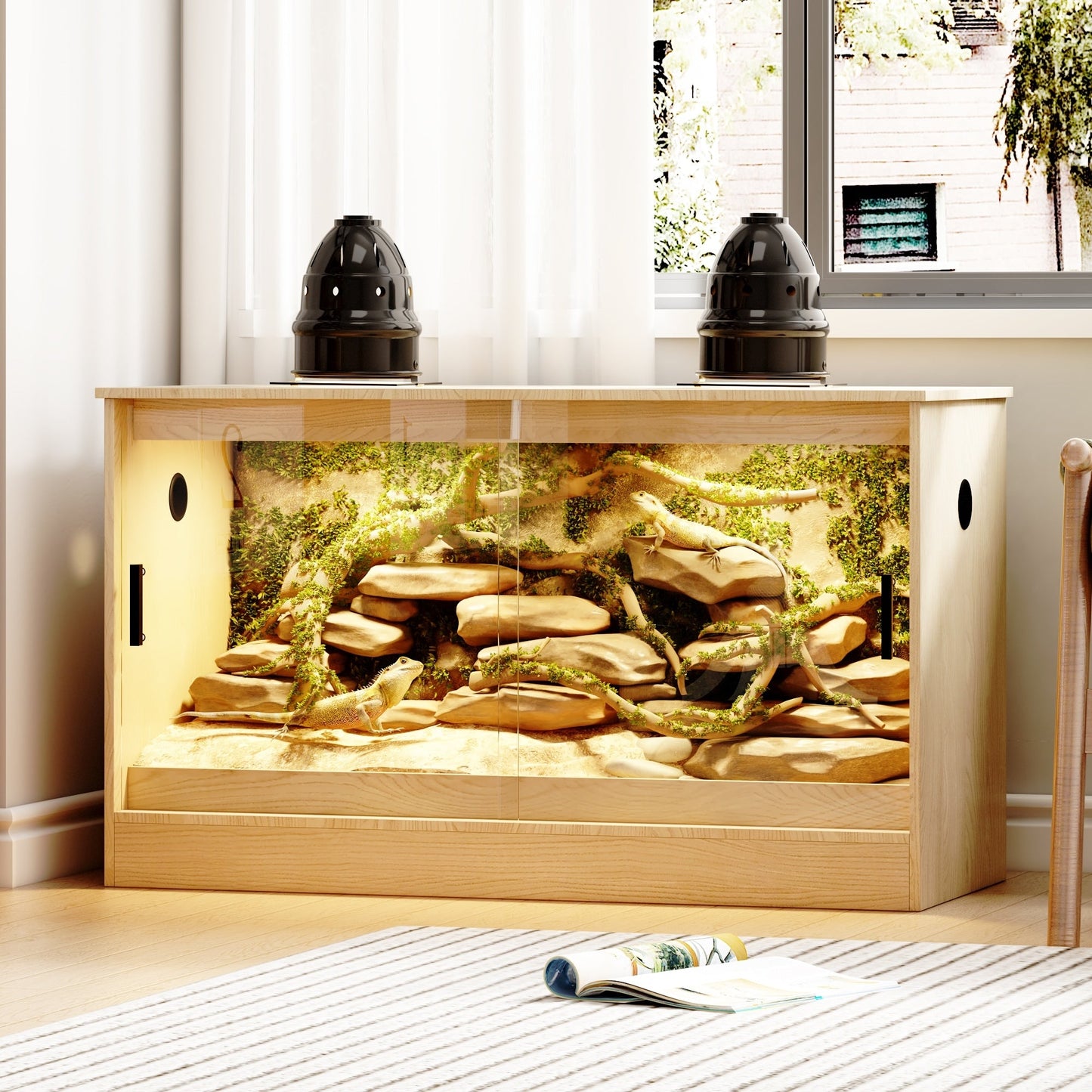 Habitat pour reptiles - Grand terrarium pour lézards, serpents et plus encore - 47.2