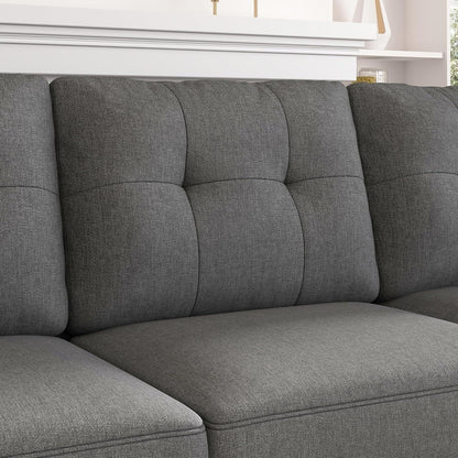 Canapé d'angle réversible, canapé en forme de L, canapé convertible, canapé 4 places, canapé d'angle pour appartement, gris foncé