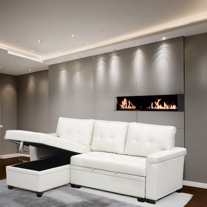 Canapé d'angle réversible avec lit escamotable, chaise longue avec rangement intégré, pieds robustes,