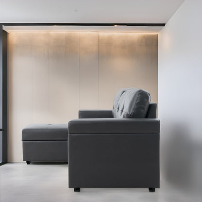 Canapé d'angle réversible avec lit escamotable, chaise longue avec rangement intégré, pieds robustes,