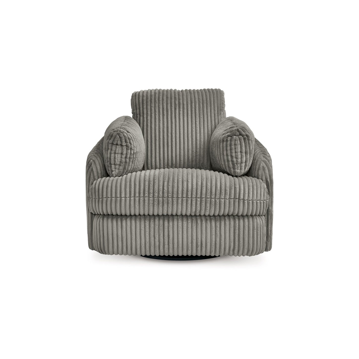 Fauteuil inclinable pivotant Rikki, glissement manuel, tissu velours gris, 2 coussins