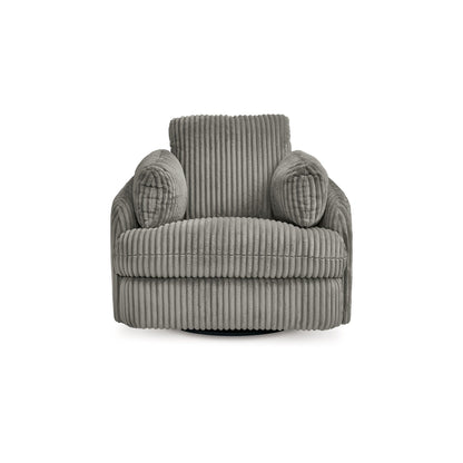 Fauteuil inclinable pivotant Rikki, glissement manuel, tissu velours gris, 2 coussins
