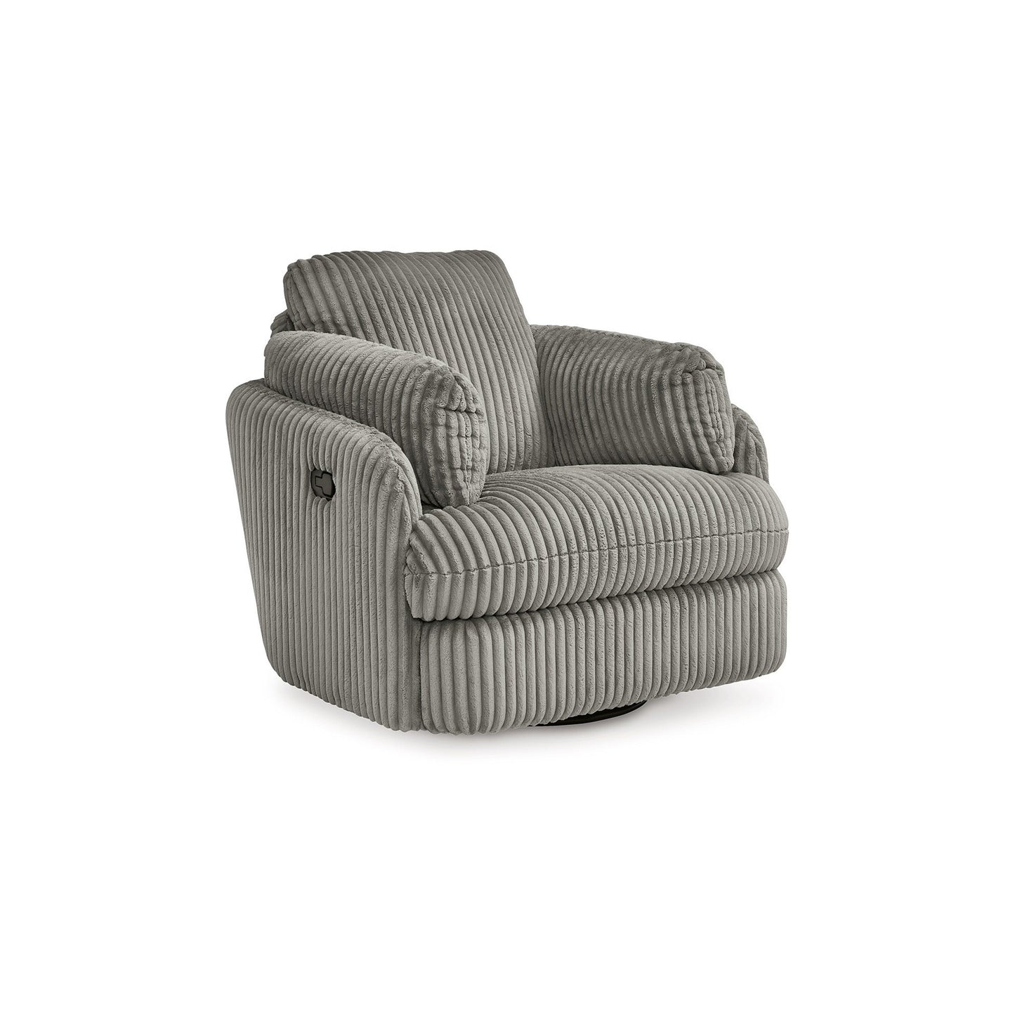 Fauteuil inclinable pivotant Rikki, glissement manuel, tissu velours gris, 2 coussins